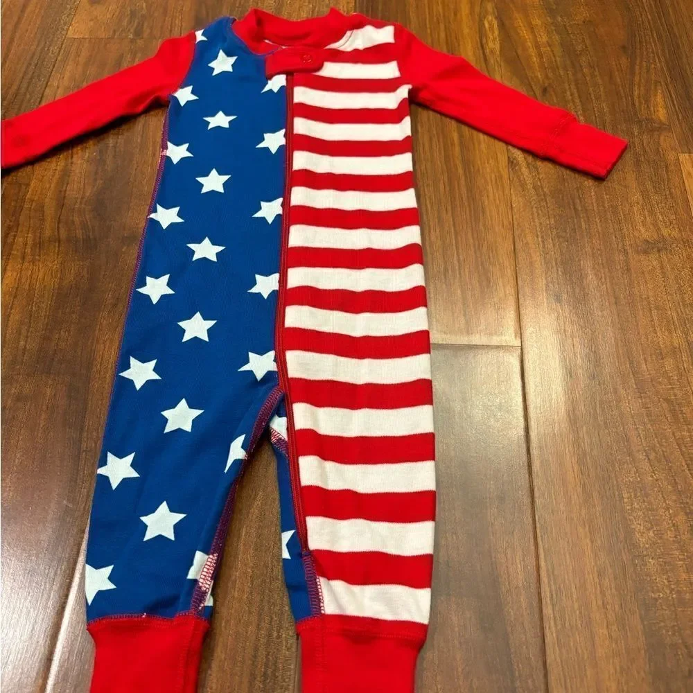 Hanna Andersson USA American Flag Night Night Sleeper Footless Pajamas NWT